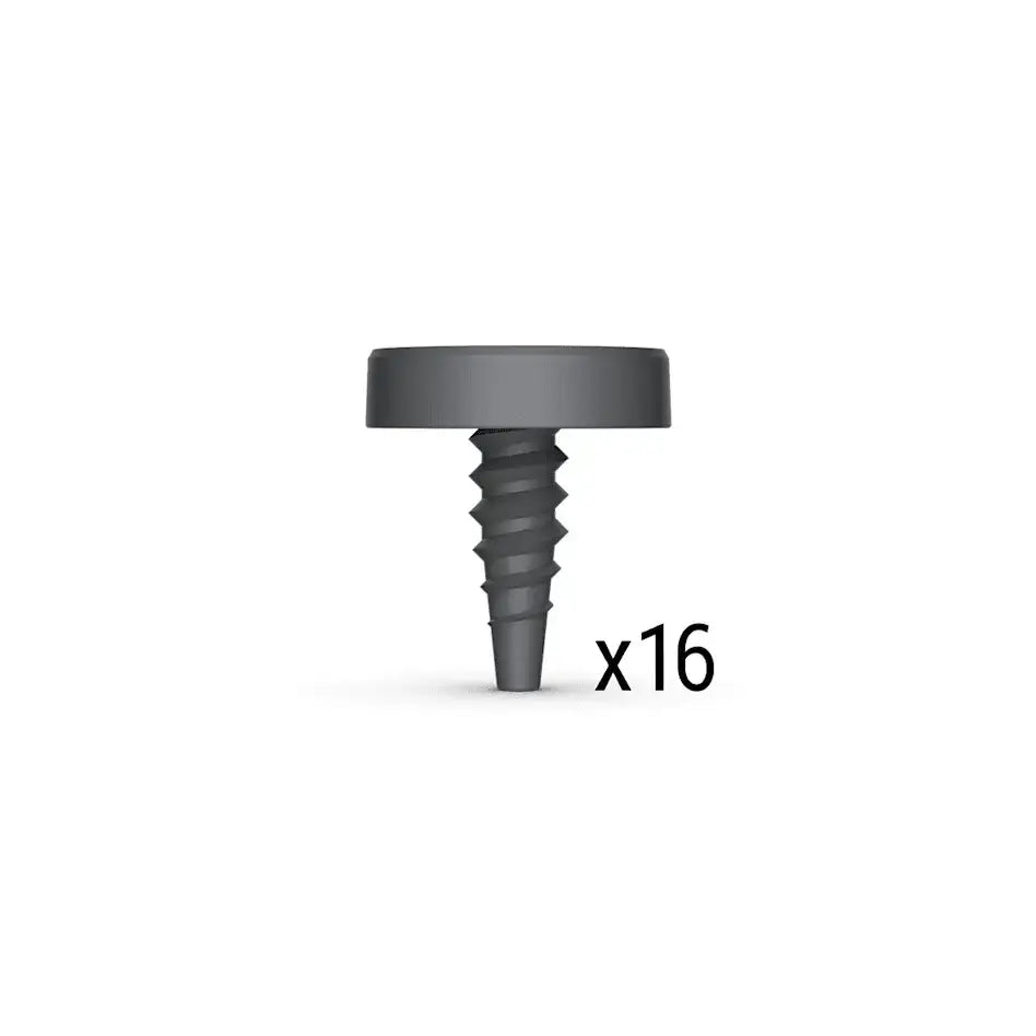 Pack of 16 gray screws with a flat head for secure fastening in various applications.
