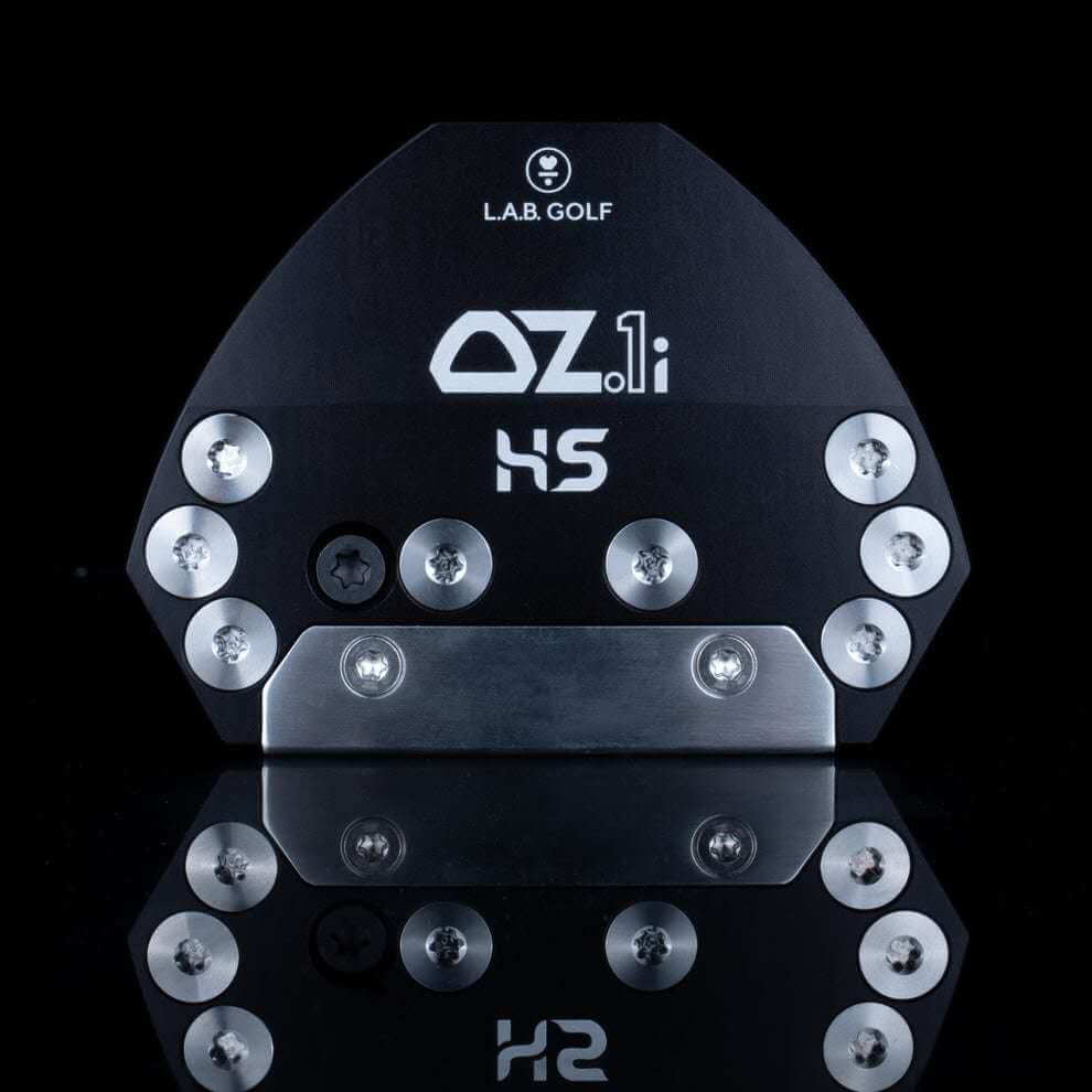 L.A.B. OZ.1i HS heel shafted putter with distinct design and adjustable weights, showcasing premium craftsmanship.