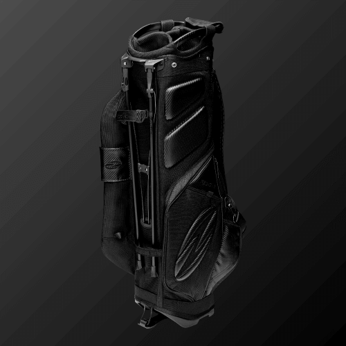 Zodia Carbon Design Caddy Bag II in sleek black, made of durable carbon-look fabric with ergonomic features.