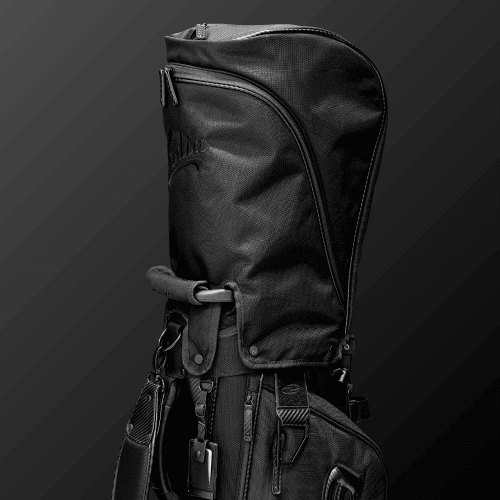 Zodia Carbon Design Caddy Bag II with carbon-look fabric, stable shoulder strap, and multiple storage pockets.