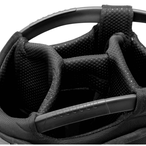 Interior view of Zodia Carbon Design Caddy Bag II showcasing its structured compartments and durable fabric.