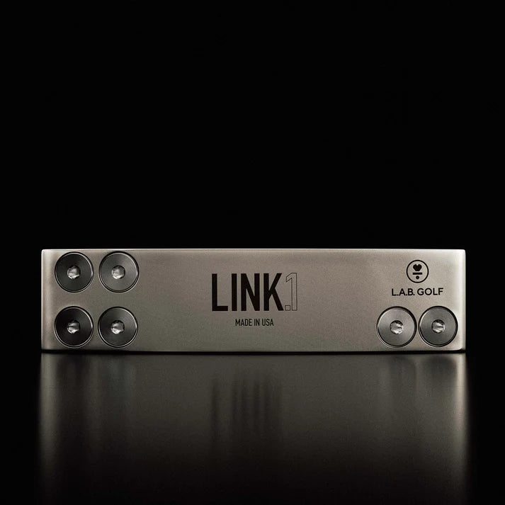 L.A.B. Golf LINK.1 putter, crafted in the USA, showcasing precision design and craftsmanship.