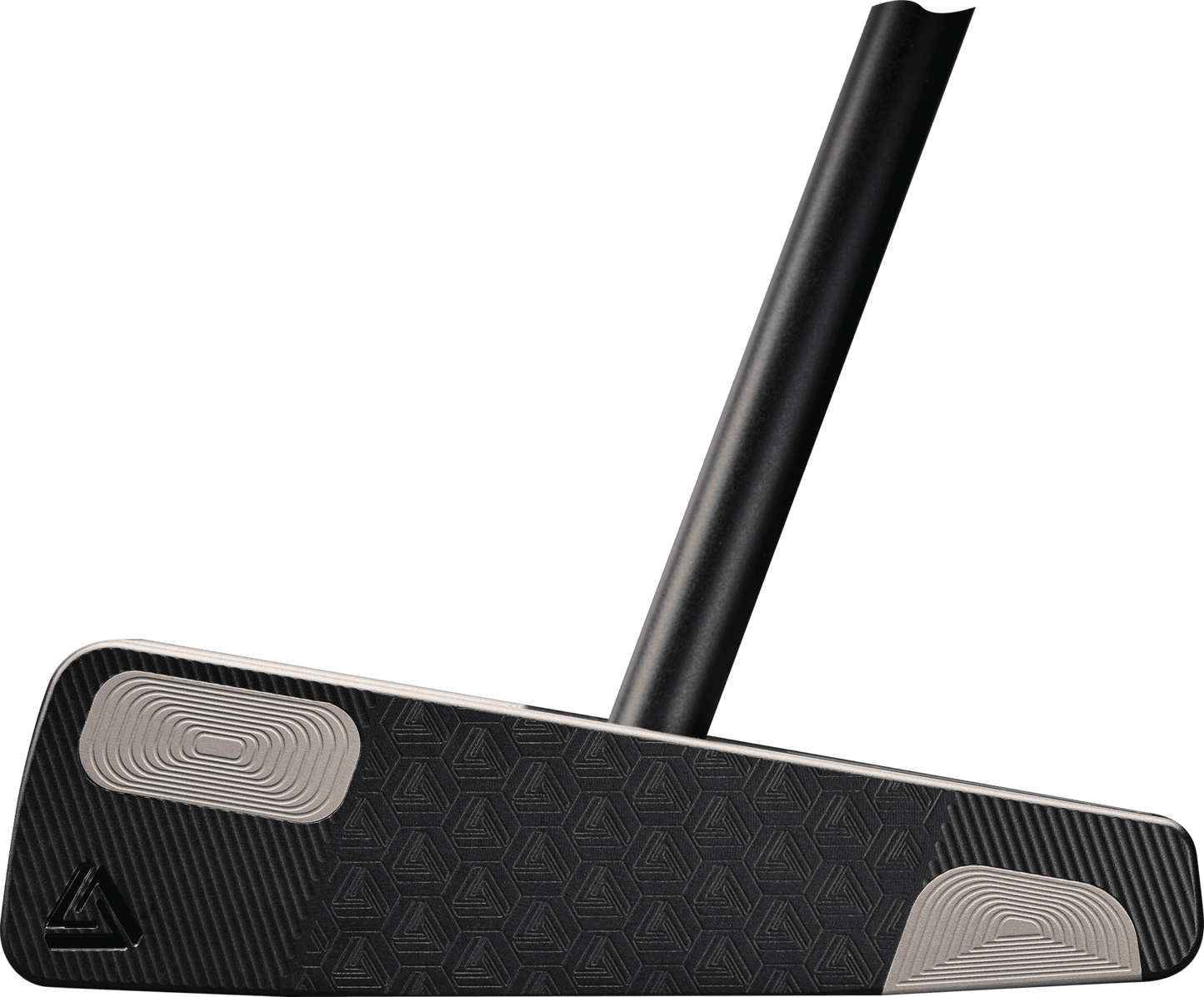 BGT Paradox Blade Putter showcasing a sleek design with a black finish and unique textured grip features.