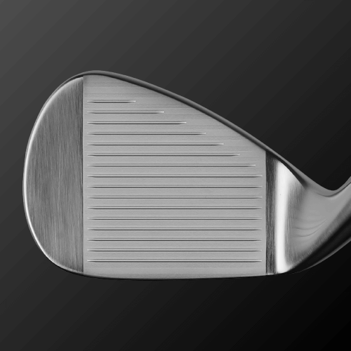 Close-up of Zodia SV-W101 Wedge face with CNC machined grooves for high spin performance.