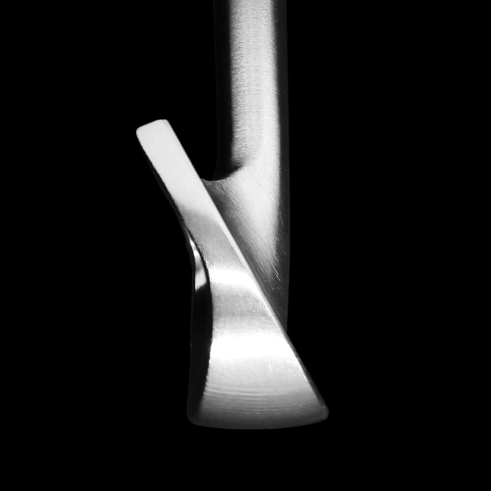 Close-up of Zodia TRADITION CB Iron club head showcasing CNC milling and polished finish for precision and forgiveness.