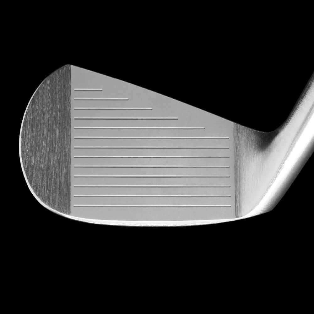 Close-up of Zodia TRADITION CB Iron clubface showcasing precision CNC milling and polished finish.