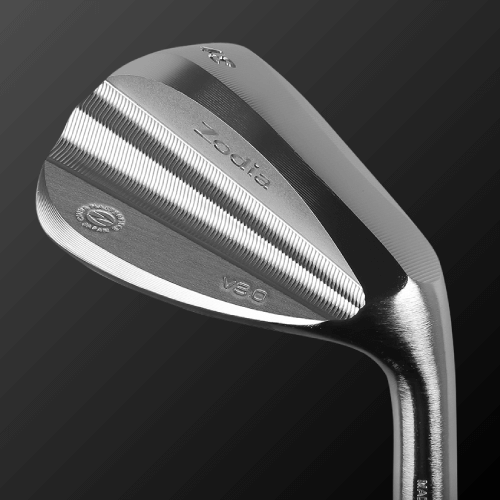 Zodia V3.0 wedge featuring fine score lines for enhanced spin performance and precision CNC machining.