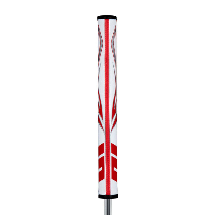 SuperStroke Zenergy Flatso putter grip with unique pentagonal shape and red accents for enhanced feel and performance.