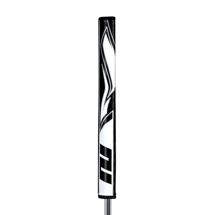 SuperStroke Zenergy Flatso putter grip featuring a pentagonal design and sleek black and white pattern.