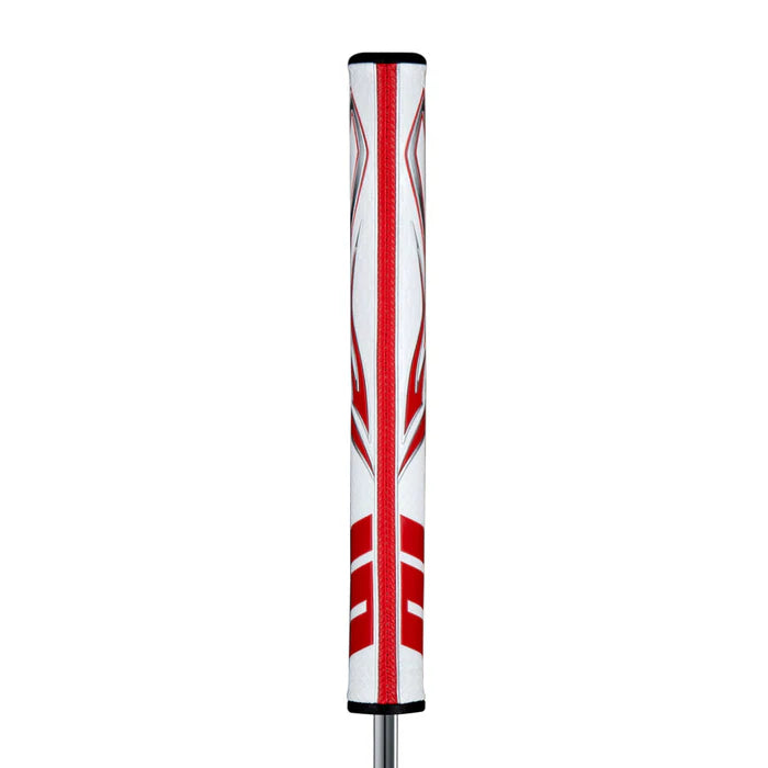 SuperStroke Zenergy Flatso putter grip with a distinctive pentagonal shape and red accents for enhanced feel and performance.