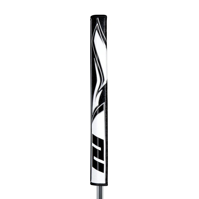 SuperStroke Zenergy Flatso putter grip showcasing a sleek design with a pentagonal profile and distinct texturing.