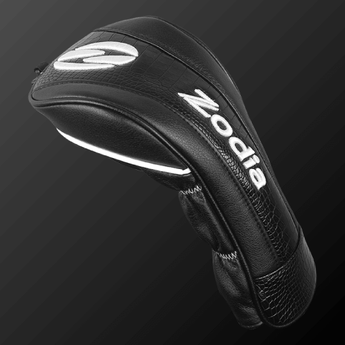 Zodia Caiman Print Head Cover in black with a sleek design, featuring a stylish logo and luxurious texture.