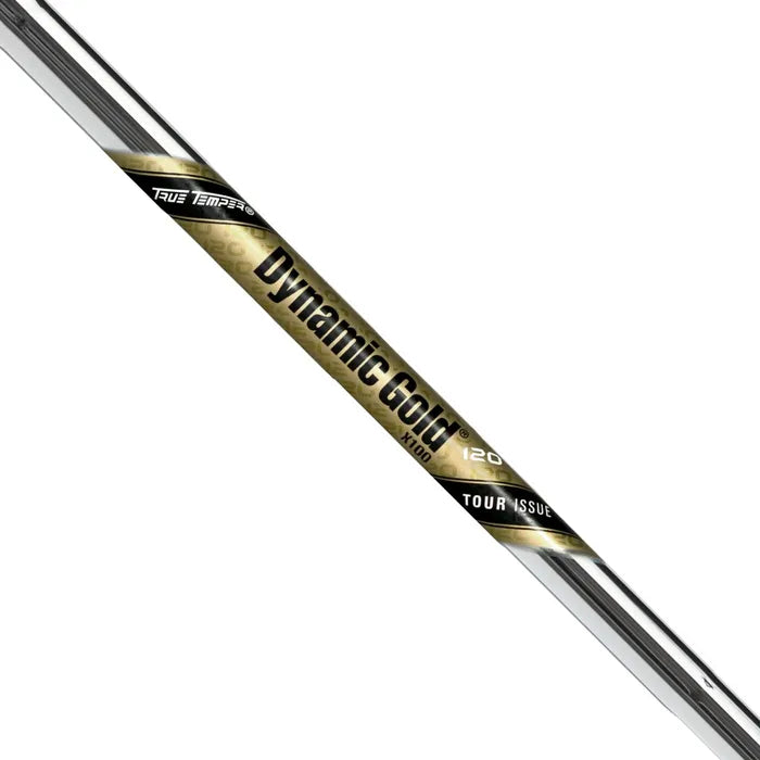 True Temper Dynamic Gold 120 Tour Issue iron shaft showcasing its advanced lightweight steel design for precise performance.