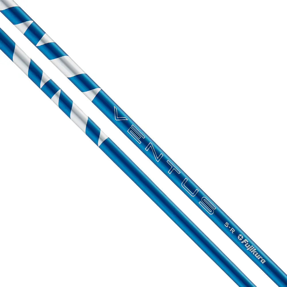 FUJIKURA 2024 VENTUS BLUE driver shafts showcasing VeloCore+ technology, blue and white design, ideal for enhanced performance.