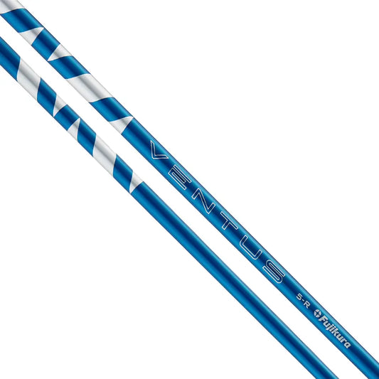 FUJIKURA 2024 VENTUS BLUE driver shafts showcasing VeloCore+ technology, blue and white design, ideal for enhanced performance.