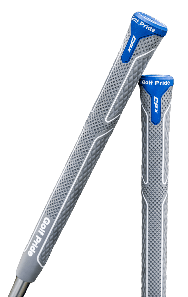 Golf Pride CPX golf grips featuring diamond-quilted pattern for reduced vibration and maximum comfort.