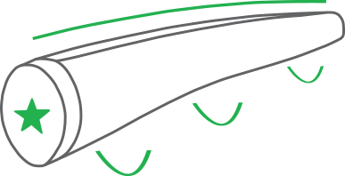 Illustration of a golf putter grip, showcasing the shape and contours for better feel and control during putting.