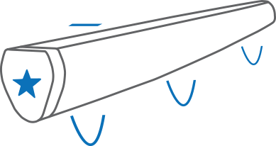 Illustration of a golf putter grip with star logo, showcasing ergonomic design for improved feel and control.