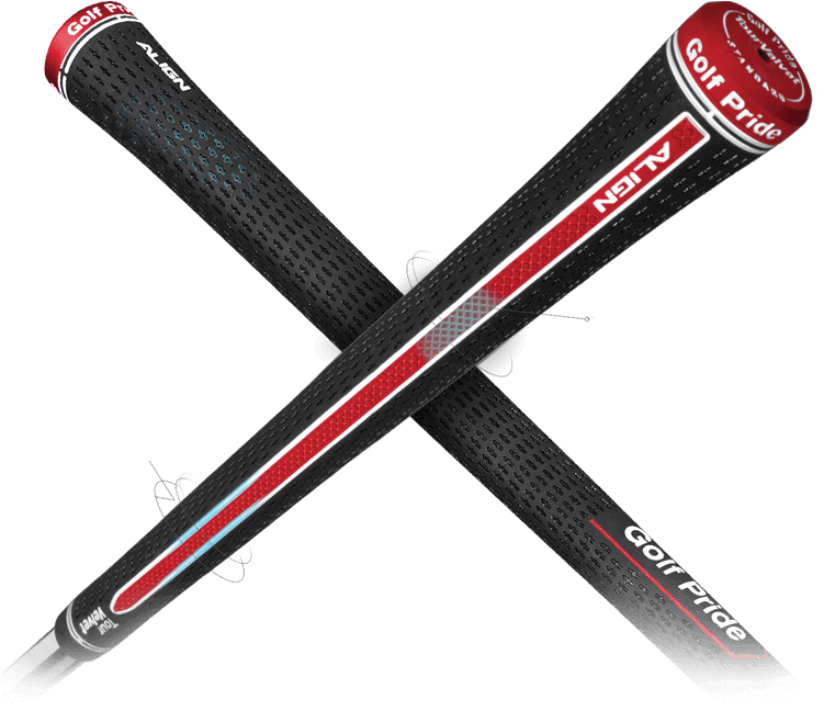 Golf Pride Tour Velvet ALIGN grips showcasing raised ridge for better hand alignment and swing consistency.