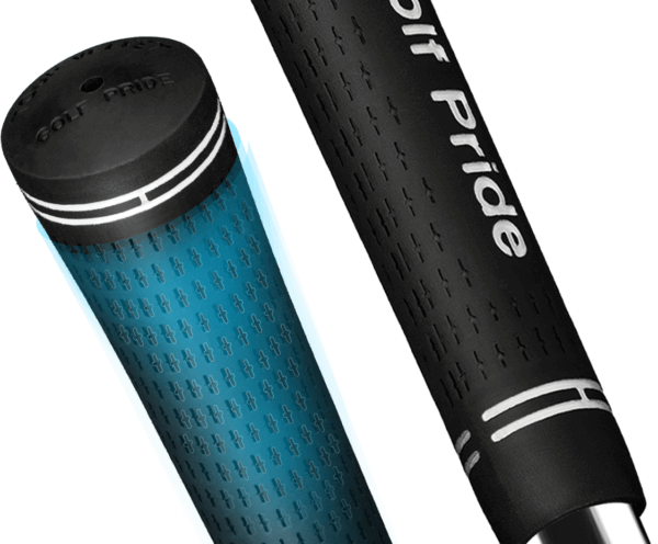 Close-up of Golf Pride Tour Velvet grips showcasing the innovative rubber-blend and non-slip surface pattern for optimal control.