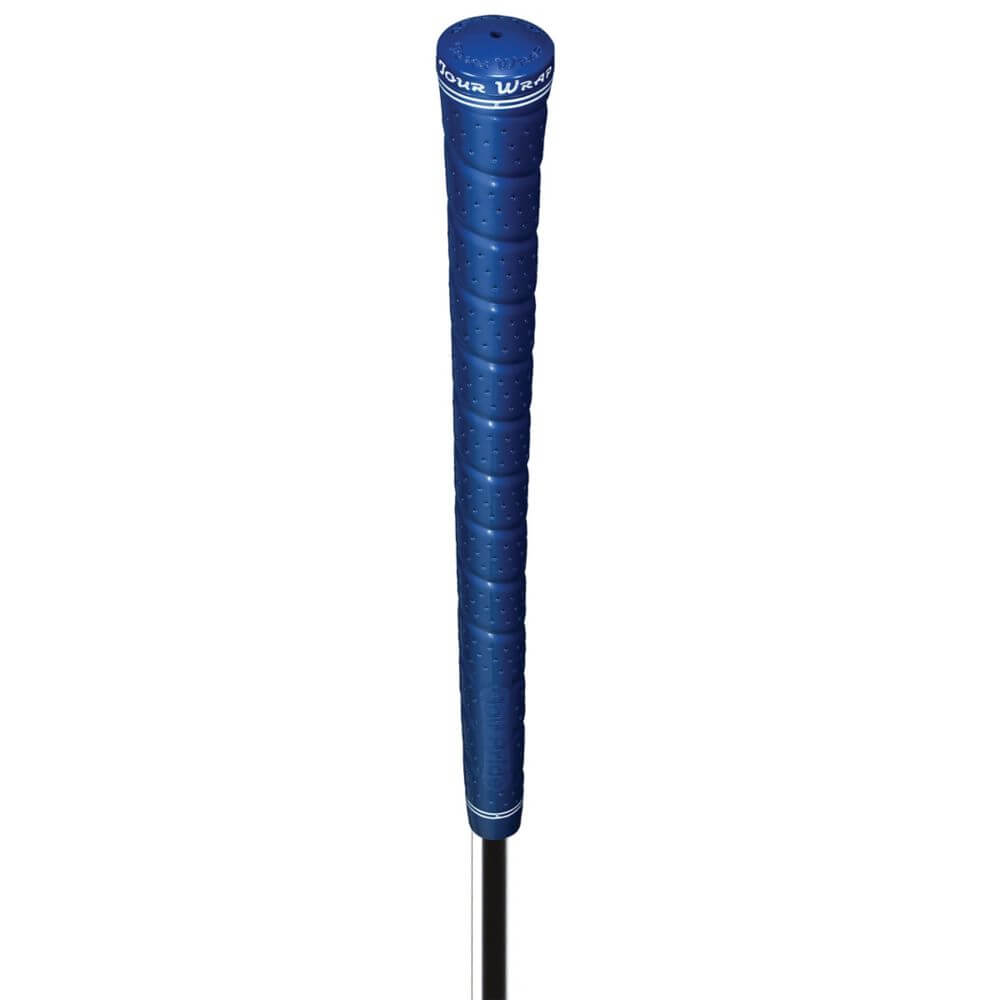 Golf Pride Tour Wrap 2G golf grip in blue, featuring enhanced tackiness and a soft feel for superior performance.