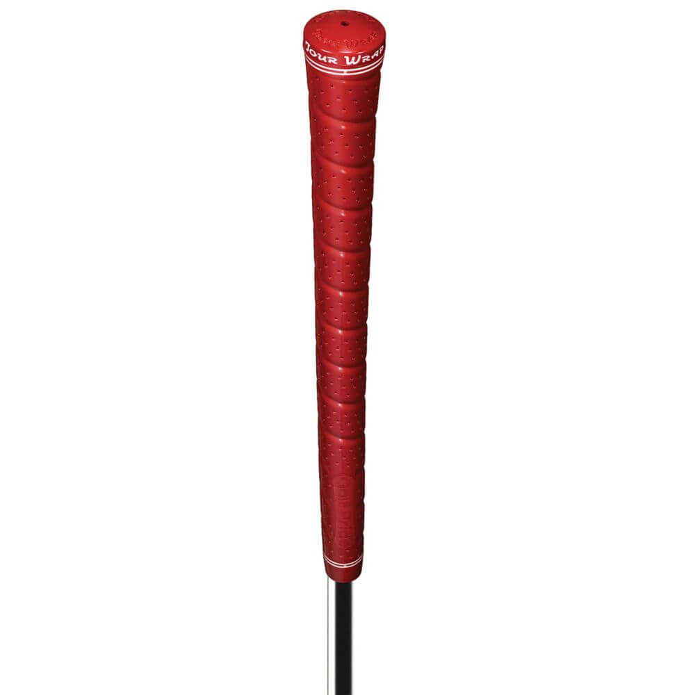 Golf Pride Tour Wrap 2G red golf grip featuring enhanced tackiness and soft material for superior feel.