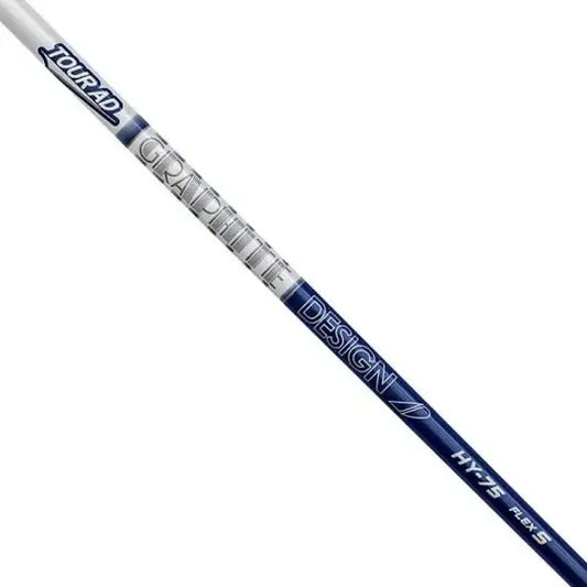 Graphite Design Tour AD HY hybrid shaft with markings for flex and model, ideal for enhancing hybrid club performance.