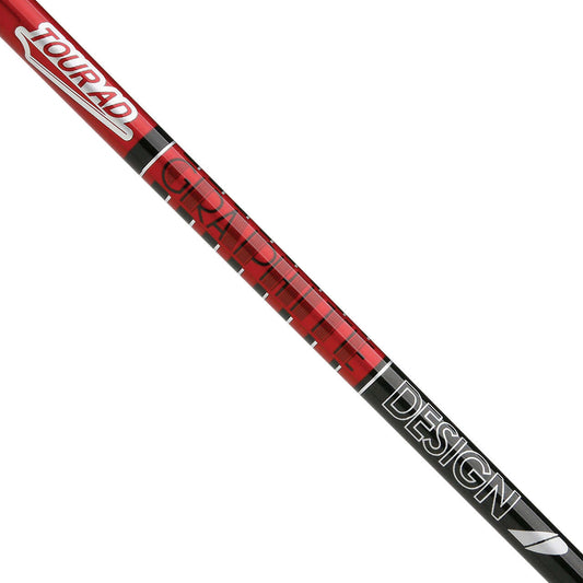 Graphite Design Tour AD VF wood shaft featuring red and black design with logo, ideal for golf enthusiasts.
