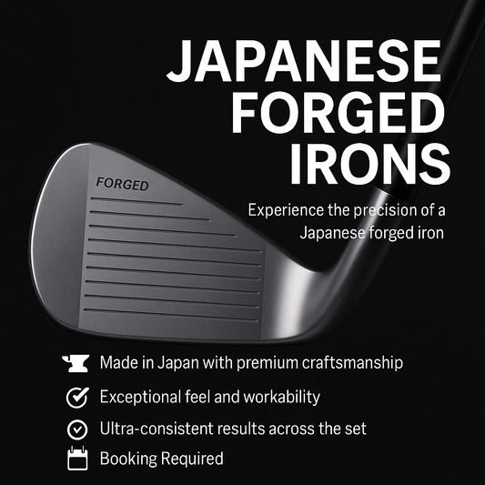 Japanese forged iron featuring precision craftsmanship, exceptional feel, and consistent performance. Booking required for fitting.