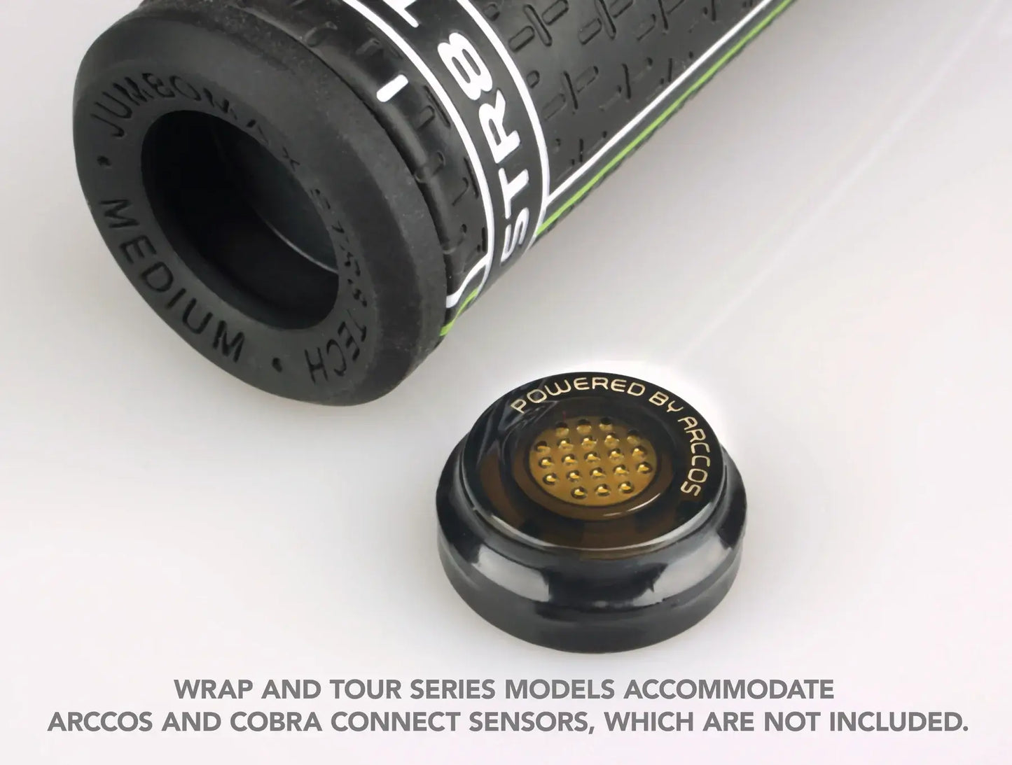 JumboMax STR8 Tech® Non-Tapered Counter Balanced grip showcasing the sensor compatibility.