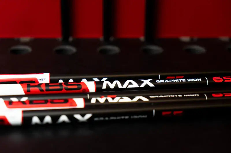 KBS MAX Graphite Iron Shafts on display, showcasing superior performance for varying swing speeds.