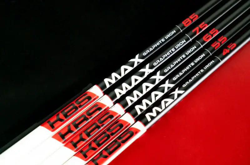 KBS MAX graphite iron shafts with varying weights for enhanced swing performance and accuracy.