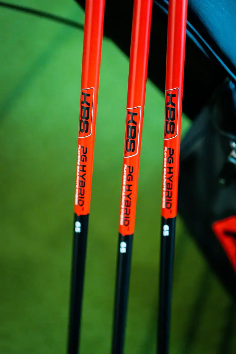 KBS PGH graphite hybrid shafts displayed, showcasing innovative design for enhanced golfer performance.