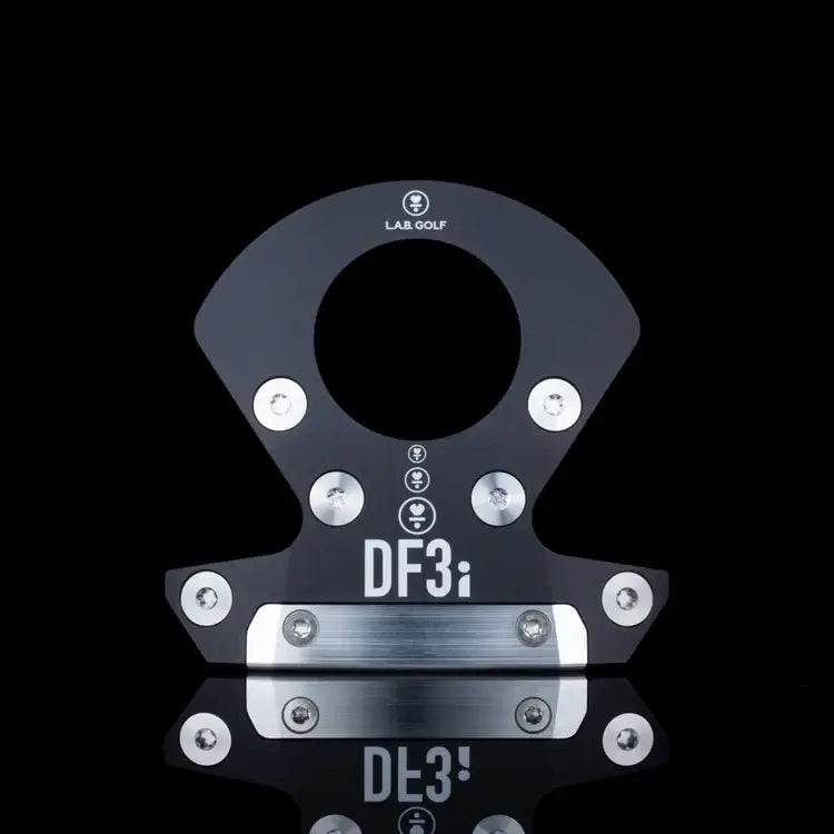 L.A.B. Golf DF3i Standard Putter showing its distinctive head design and stainless steel insert.