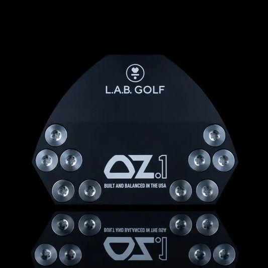 L.A.B. GOLF OZ.1 putter face design with silver screws, built and balanced in the USA.