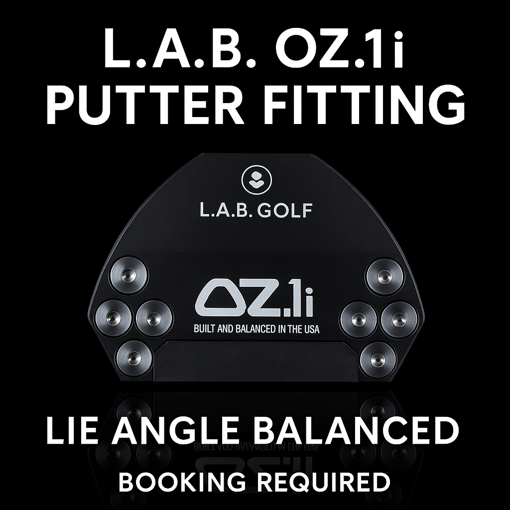 L.A.B. OZ.1i putter fitting showcasing lie angle balanced technology for optimized putting performance.
