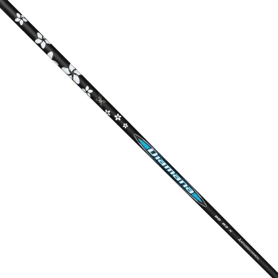 Mitsubishi Diamana BB Blueboard wood shaft with floral design, comes assembled with free adapter and grip.