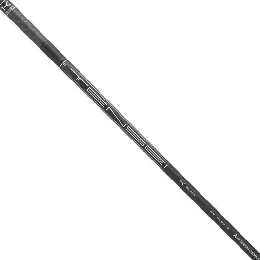 Mitsubishi TENSEI 1K Pro Black wood shaft with grip, designed for powerful swings, assembled with free adapter.