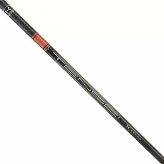 Mitsubishi TENSEI 1K Pro Orange Wood Shaft with assembled grip and adapter, showcasing its counterbalanced design.