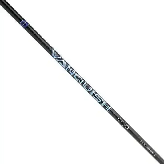 Mitsubishi VANQUISH driver shaft showcasing premium lightweight design with blue logo, perfect for golf enthusiasts.