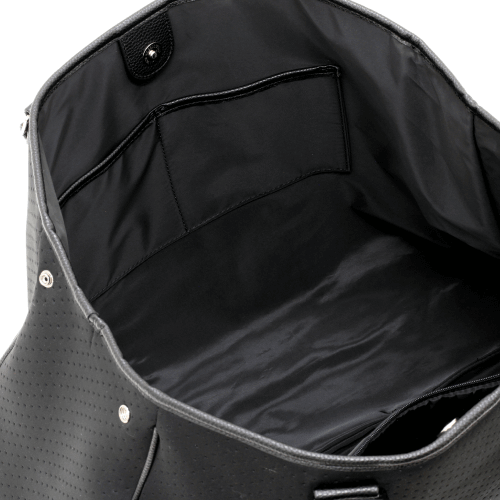 Interior view of the Zodia Neoprene Tote Bag Boston, showcasing its spacious design and high-quality water-repellent satin lining.