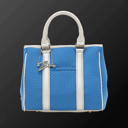 Zodia Mini Neoprene Tote Bag in vibrant blue with white accents and perforated design. Ideal for everyday use.