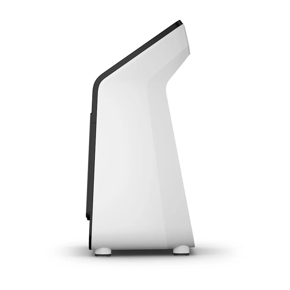 Side view of Garmin Approach R50 premium golf simulator with a sleek, modern design and built-in touchscreen.