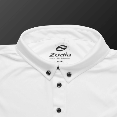 Zodia Splash Polo Shirt collar and button details, designed for comfort and style during summer rounds.