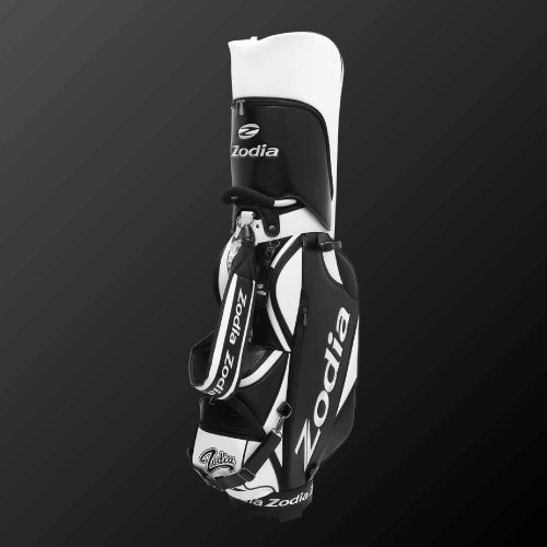 Zodia Standard Caddie Bag in black and white, featuring a chic caiman pattern and ample storage.