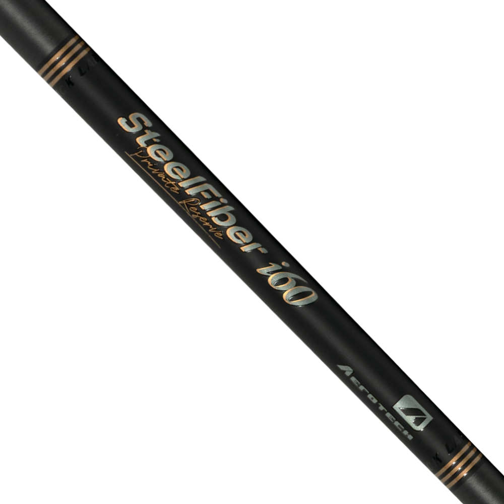 Aerotech SteelFiber 160 Private Reserve graphite iron shaft in black with gold accents.