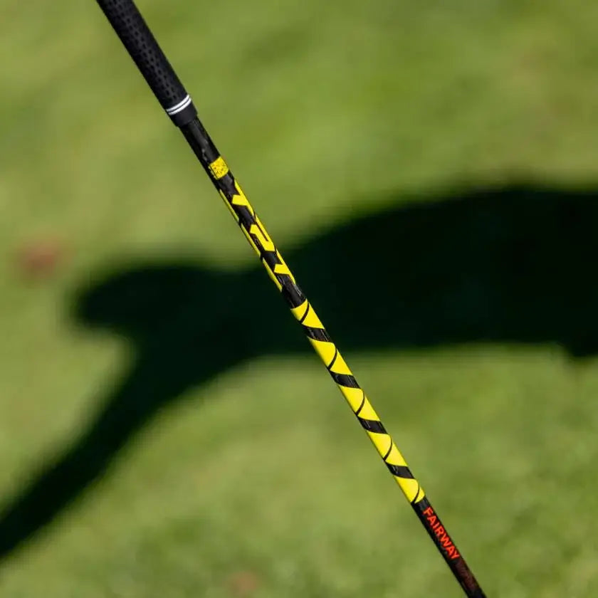 TPT Power Range Fairway Wood Shaft with unique yellow and black design, ideal for enhancing golf performance.