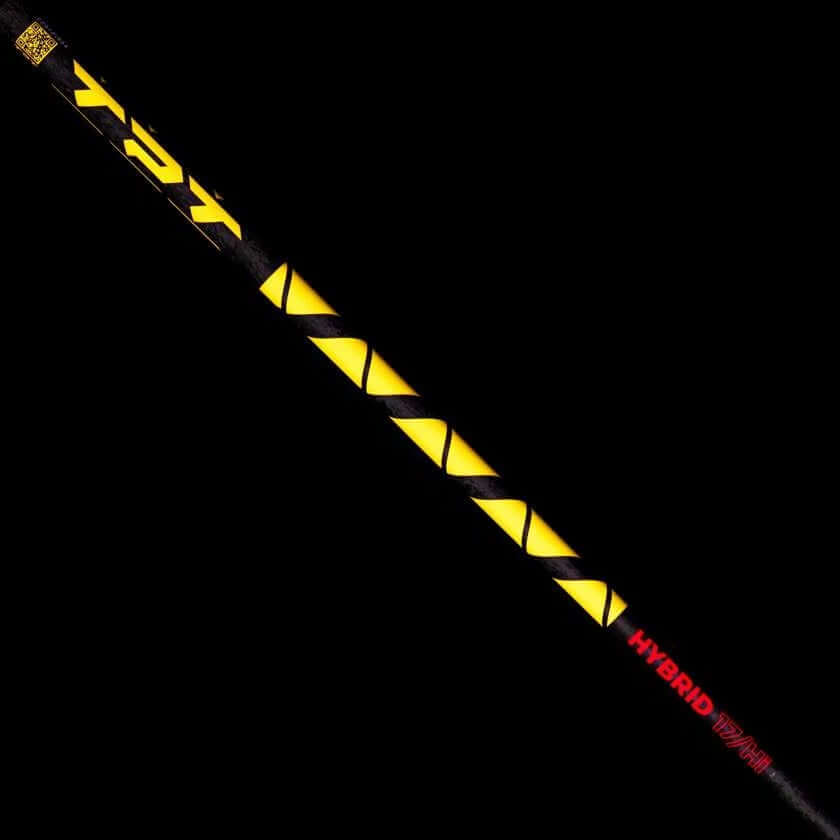 TPT Power Range Hybrid Shaft with distinctive yellow and black design, offering versatility and control for golfers.