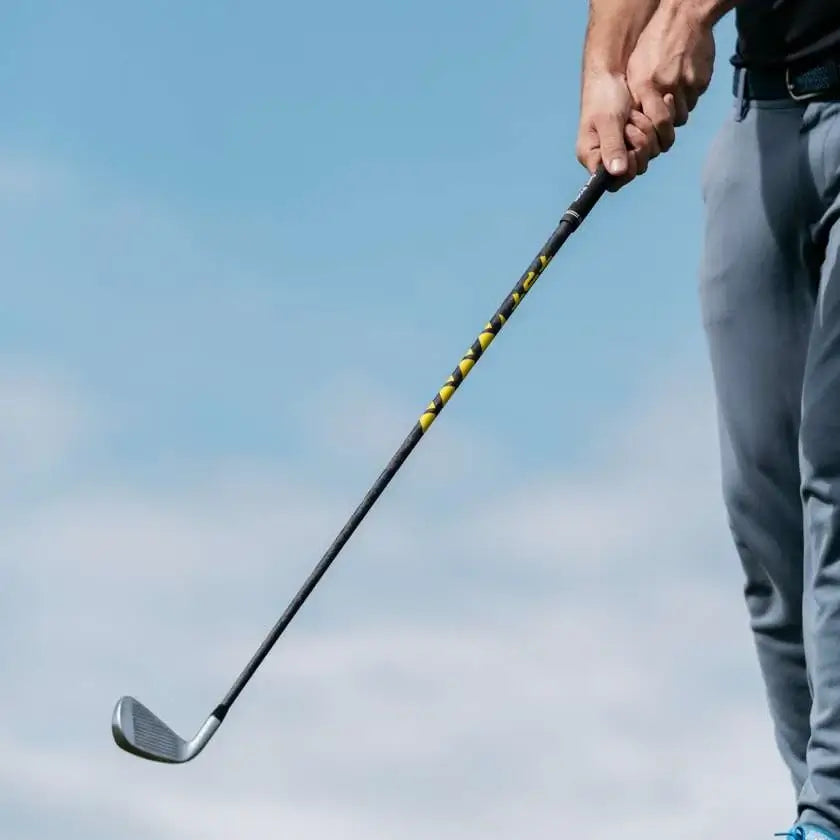 TPT Power Range Hybrid Shaft held by a golfer; showcasing premium design for higher ball trajectory and control.