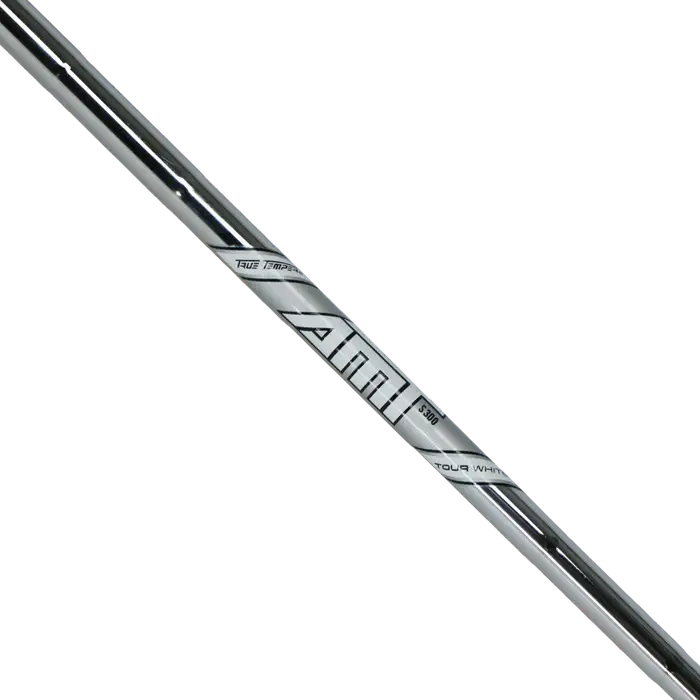 True Temper AMT Tour White Iron Shaft .355 showcasing low trajectory and spin performance for golfers.